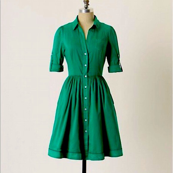anthropologie green shirt dress New Anthropologie Olive Green 